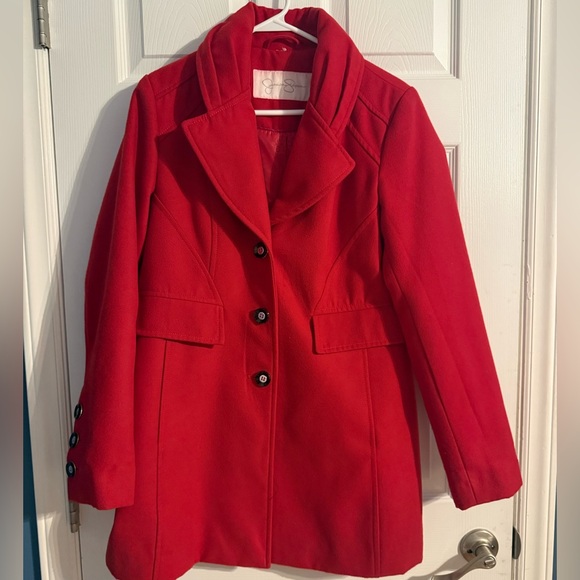 Jessica Simpson Jackets & Blazers - Jessica Simpson Vibrant Red Pea Coat